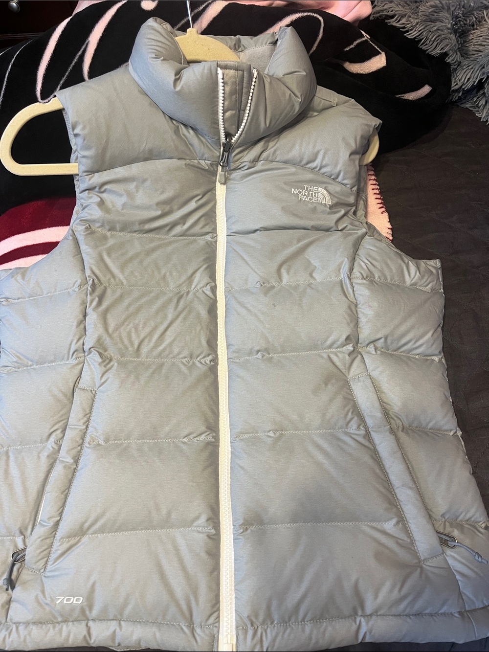 The North Face Light Gray Down Puffer Vest